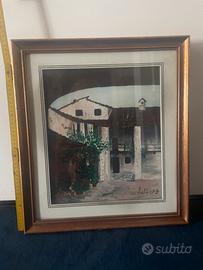 Cornice in legno con quadro ad olio