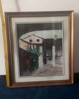 Cornice in legno con quadro ad olio