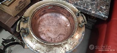 grande antica braceria in ottone e rame