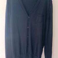 Cardigan in lana da uomo, 6 bottoni, blu scuro, L