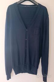 Cardigan in lana da uomo, 6 bottoni, blu scuro, L