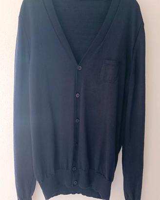 Cardigan in lana da uomo, 6 bottoni, blu scuro, L