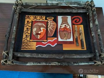 Quadro etnico filippino con cornice rustica