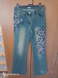 jeans con decori oltre, usato poco taglia 44, oltr