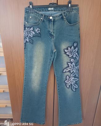 jeans con decori oltre, usato poco taglia 44, oltr
