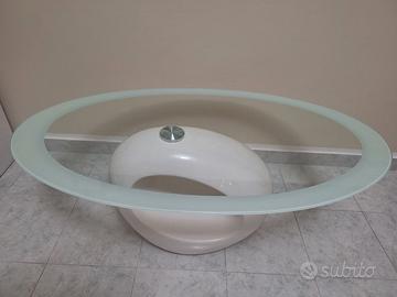 Tavolino moderno ovale di vetro