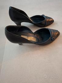 scarpe donna in pelle blu T.38