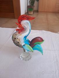 gallo in vetro soffiato policromo  murano 