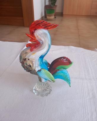 gallo in vetro soffiato policromo  murano 
