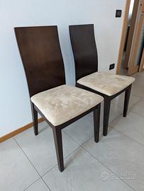 6 sedie legno, pelle alcantara, colore wenge