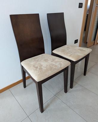 6 sedie legno, pelle alcantara, colore wenge