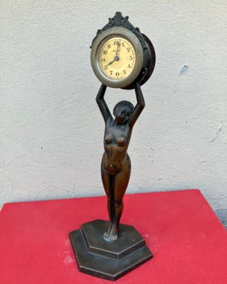Orologio da tavolo in bronzo antico art decò