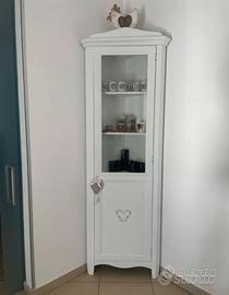 Mobile vetrina in legno Shabby porta bicchieri