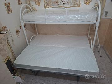 LETTO A CASTELLO A 3 POSTI LETTO CON MATERASSI 