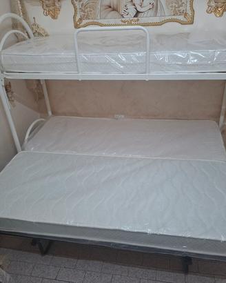 LETTO A CASTELLO A 3 POSTI LETTO CON MATERASSI 