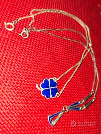 lotto due collier argento 925 e smalti blu vintage