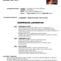 Cameriera sala piani * aiutocuoco