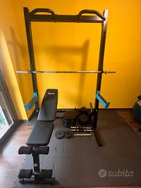 Set palestra Half Rack+bilancere+manubri+pesi