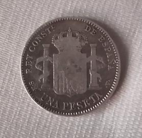 moneta antica argento 1 peseta 1900 