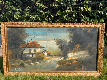 Quadro olio su tela con cornice in legno