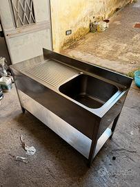 Lavello Inox Monovasca con Gocciolatoio 140x60