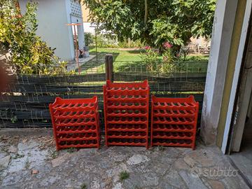 3 portabottiglie cantinetta vino in plastica rossa