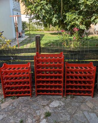 3 portabottiglie cantinetta vino in plastica rossa