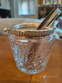 secchiello cristallo e silverplated per ghiaccio