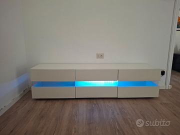 MOBILE TV MODERNO BIANCO LUCIDO CON LED