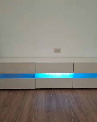 MOBILE TV MODERNO BIANCO LUCIDO CON LED