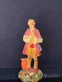 Statuina presepe viandante in pasta vintage