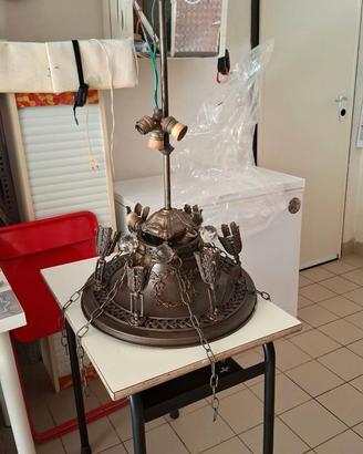 Lampadario vintage / antico in bronzo a corona