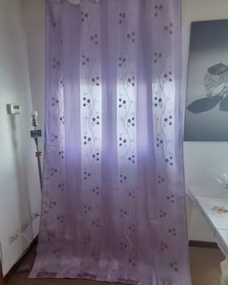 Set 3 tende Lilla con ricamo floreale fiori bia