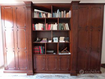 Libreria parete attrezzata noce neo-classico