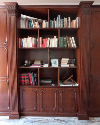 Libreria parete attrezzata noce neo-classico