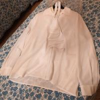 Camicia in viscosa bianca con volant made in Italy