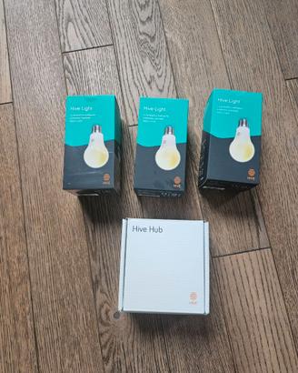 Kit illuminazione hub hive 3 lampadine wifi