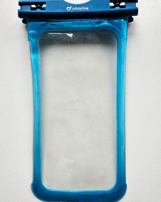 Custodia impermeabile azzurra per cellulari