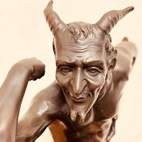 LUCIFERO. Scultura in bronzo su base marmo