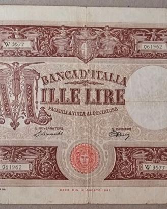 RARA MILLE 1000 LIRE GRANDE M BARBETTI 22/11/1947