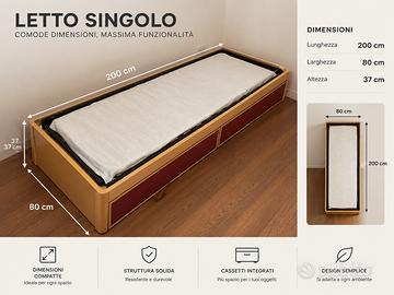 Letto singolo con cassetti- Milano Lotto