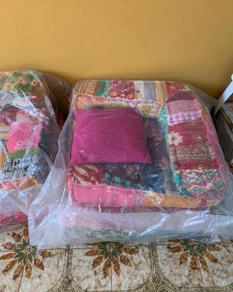 Pouf modulare in tessuto parchwork