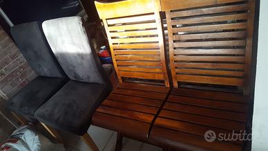 sedie teak e ikea in alcantara