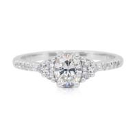 Anello Oro bianco - 0.89ct. Diamante Naturale