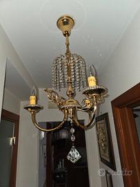 Lampadario in ottone e swarovski