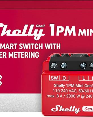 Shelly 1PM Mini Gen3, Relè Intelligente WiFi e Blu