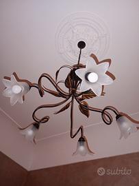 lampadario con 2 applique da parete