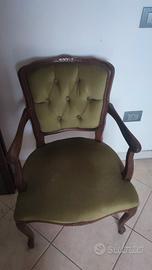 Coppia di poltroncine vintage in legno e velluto