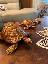 set 3 tartarughe decorative dorate