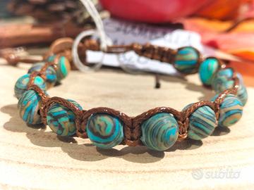 Bracciale Shamballa malachite blu